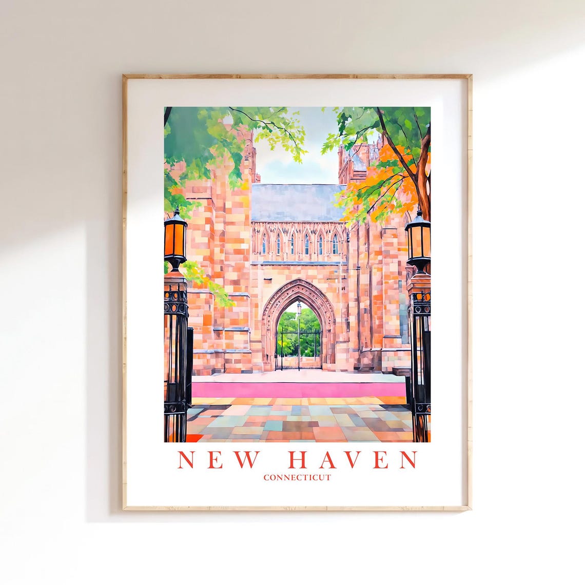 New Haven Connecticut High Street Gate Gothic Architecture Print