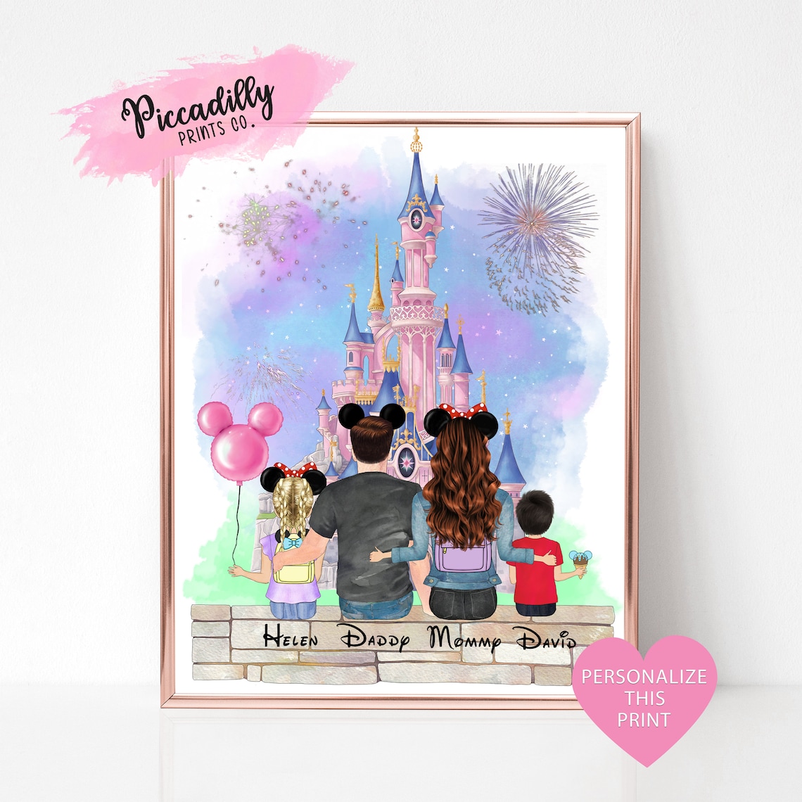 Personalised Disney Family Portrait Custom Castles