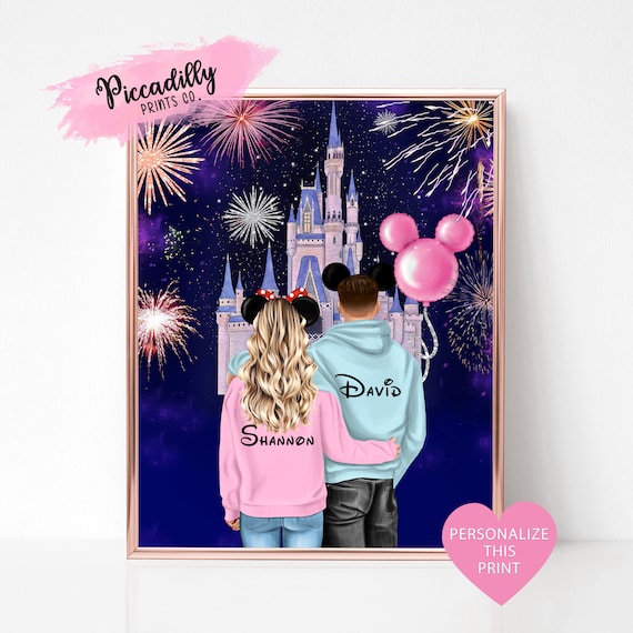 Personalised Disney Couple Portrait, Magic Castle