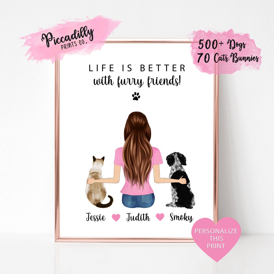 Custom Pet Parent Portrait Personalized Art Print