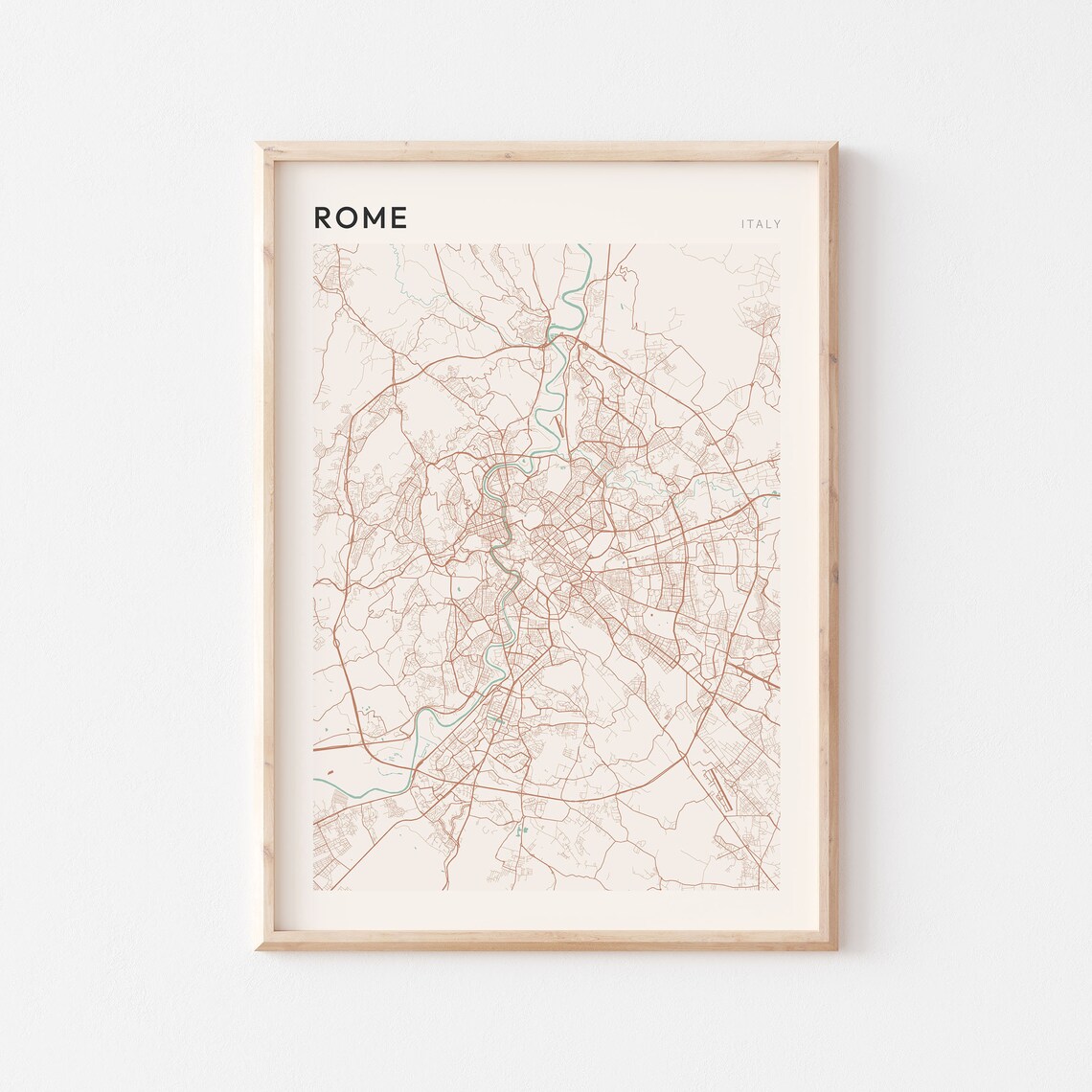 Rome Italy Minimalist City Map Poster In Sage Green Home Decor