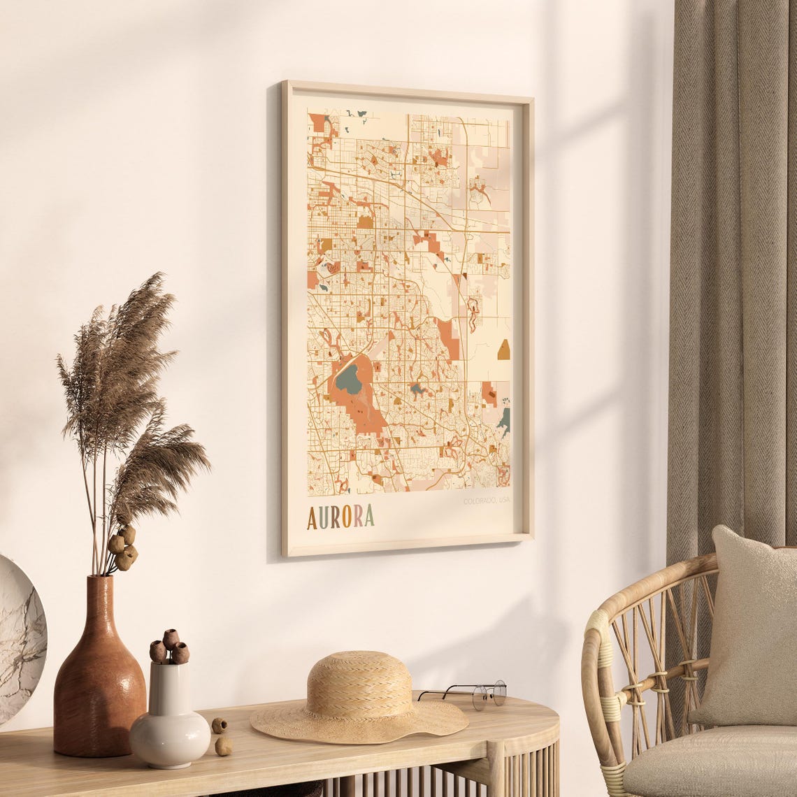 Aurora Colorado Modern Block Style City Map Wall Decor Poster - Image 3