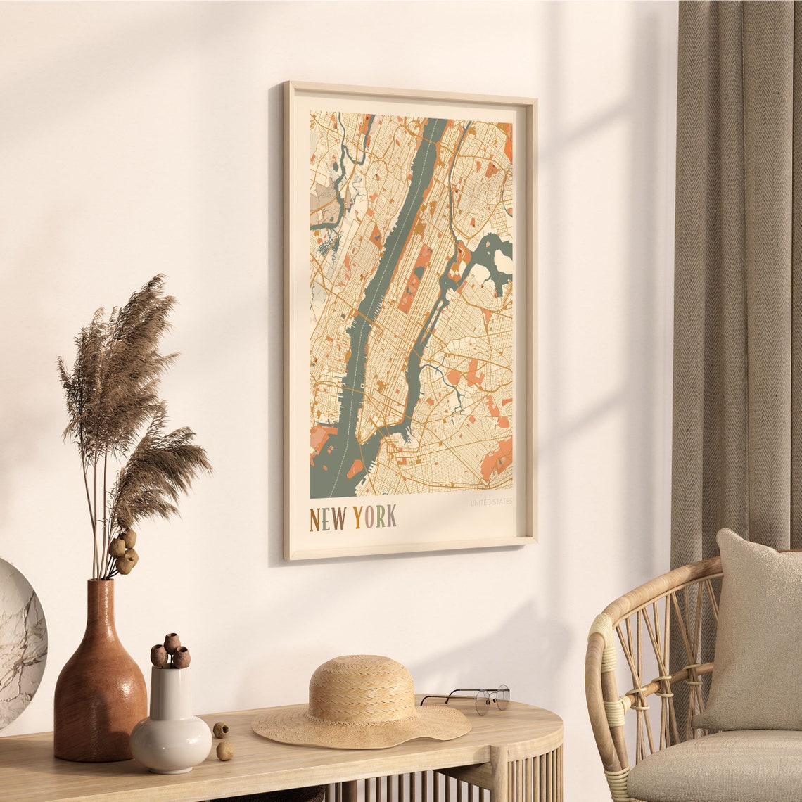 New York Map Poster New York Wall Art New York City Map Map Of New York New York Print New York Travel New York Usa Boho Wall Art - Image 3