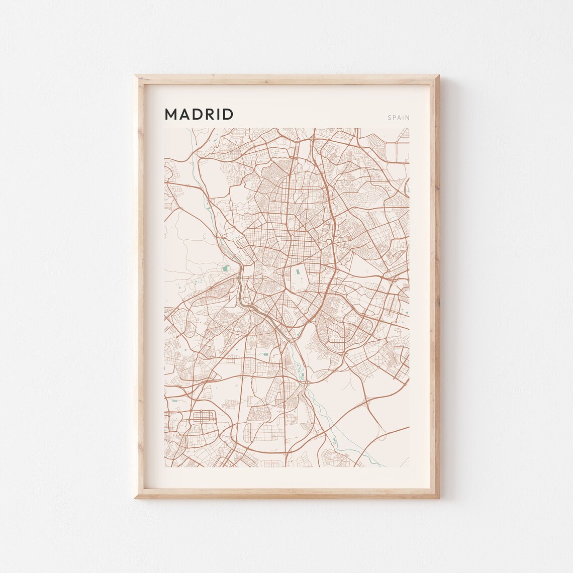 Madrid Spain Minimalist City Street Map Art Poster Home Decor