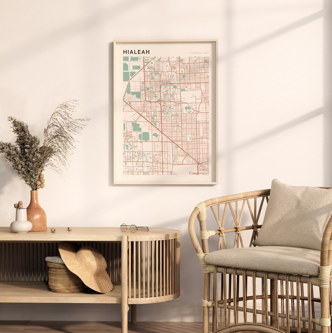 Hialeah Florida Modern Farmhouse City Map Poster for Modern Home Decor - Image 2
