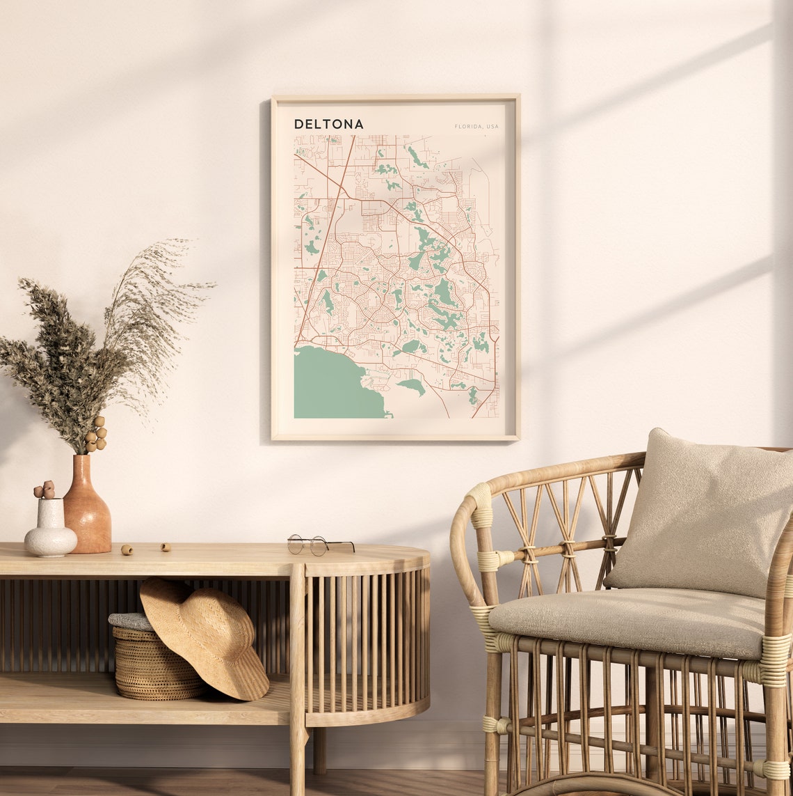 Deltona Florida Map Poster Copper Line Street Map Coastal Decor - Image 2