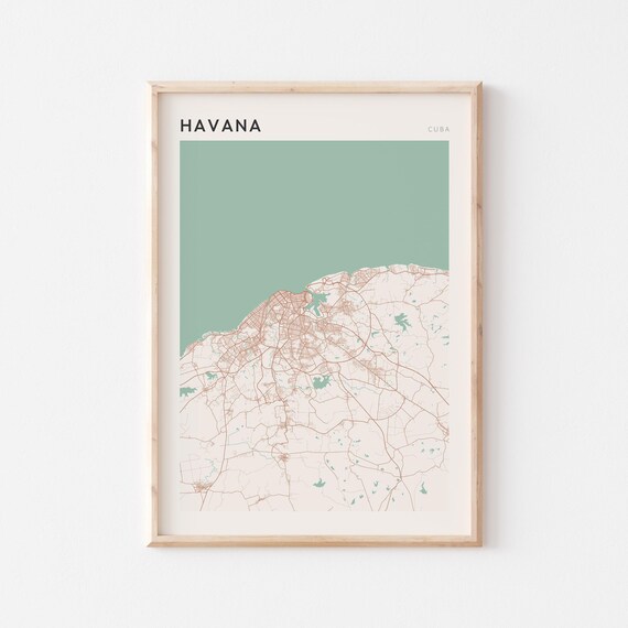 Havana Map Poster Print Wall Art Travel Gift Farmhouse Decor