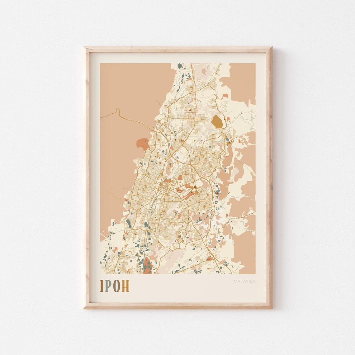 Ipoh Map Poster Print Wall Art Malaysia Travel Gift Boho