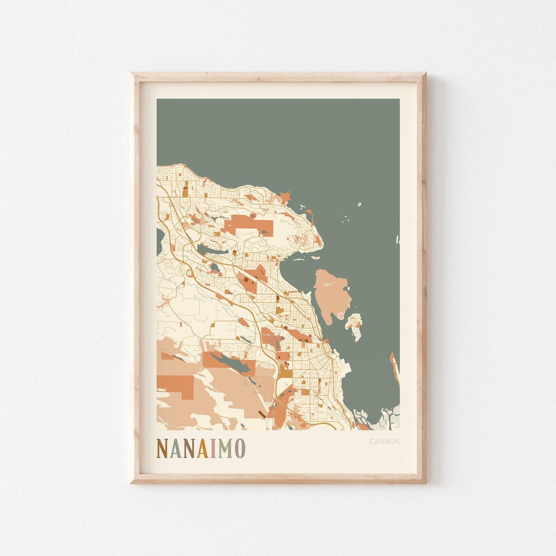 Nanaimo British Columbia Canada Boho Style Coastal City Map Poster