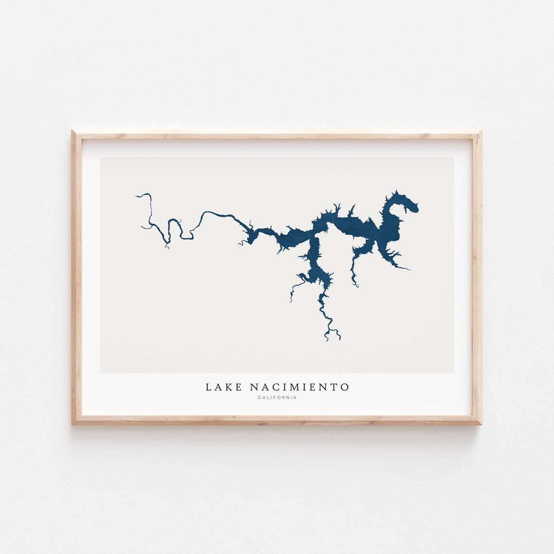 Lake Nacimiento California Minimalist Lake Silhouette Map Art Poster