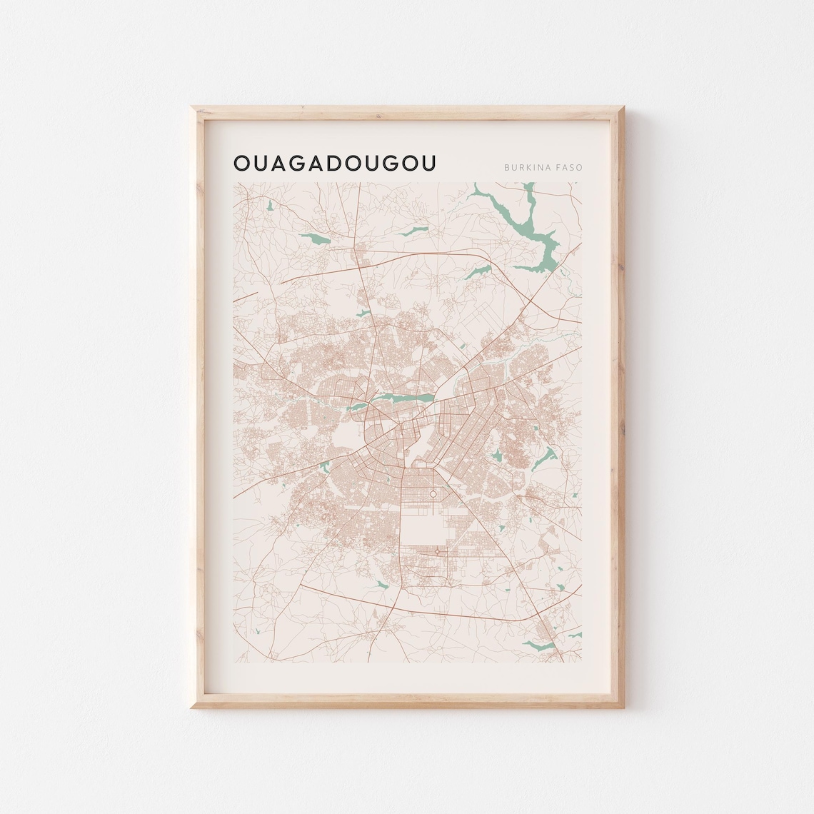 Ouagadougou Burkina Faso Minimalist City Street Map Art Poster