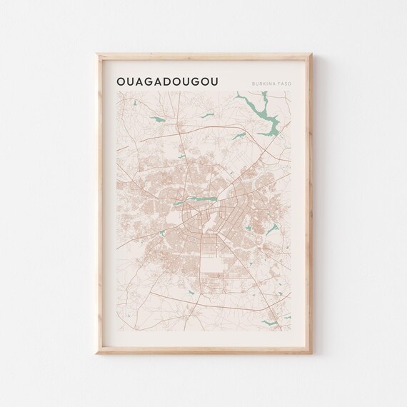 Ouagadougou Map Poster Print Wall Art Burkina Faso Travel Gift Minimalist