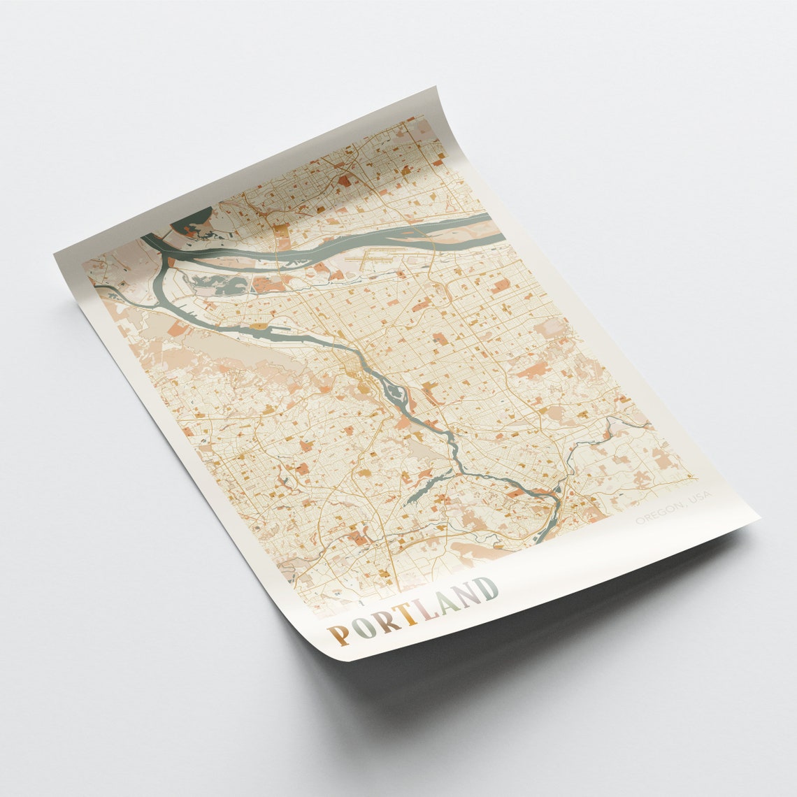Portland Map Poster Portland Wall Art Portland City Map Portland Print Portland Poster Portland Oregon United States Boho Wall Art - Image 2