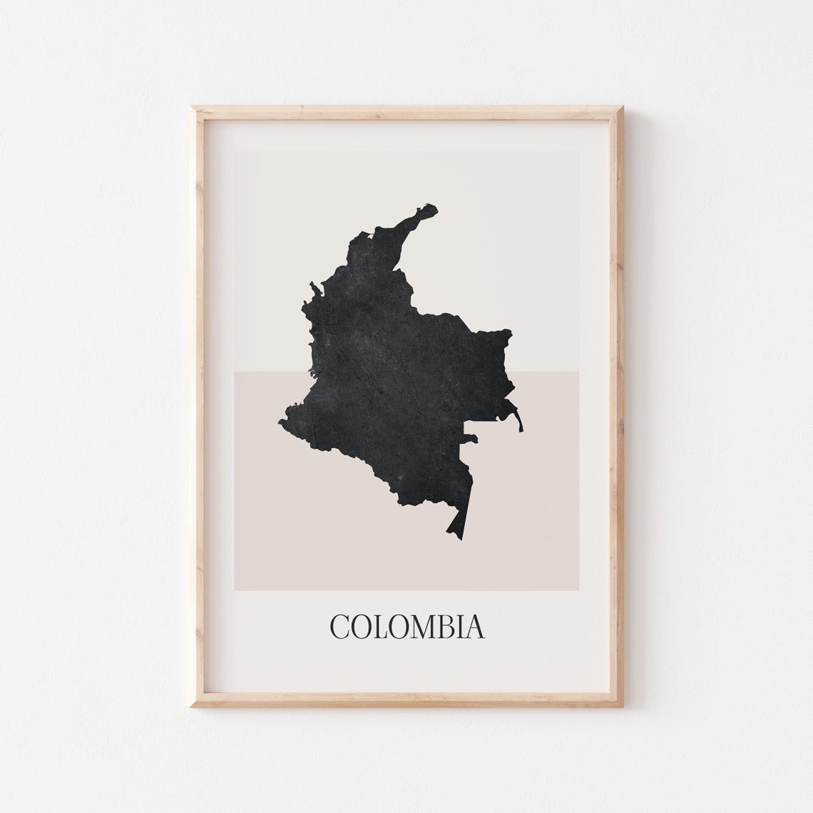 Colombia Country Map Silhouette Minimalist Black Beige Art Poster