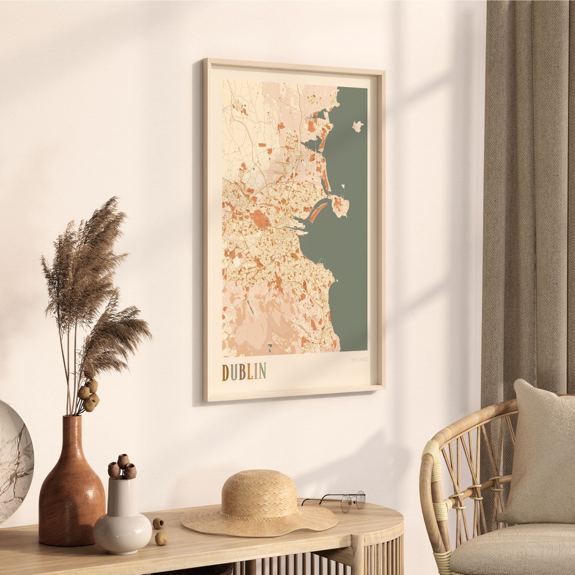 Dublin Ireland Minimalist Street Map Poster in Boho Neutral Tones - Image 3