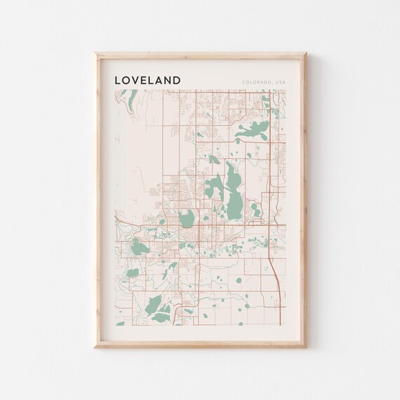 Loveland Colorado Minimalist City Street Map Wall Decor Poster