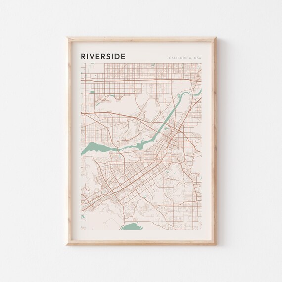 Riverside California Minimalist City Street Map Wall Decor Poster