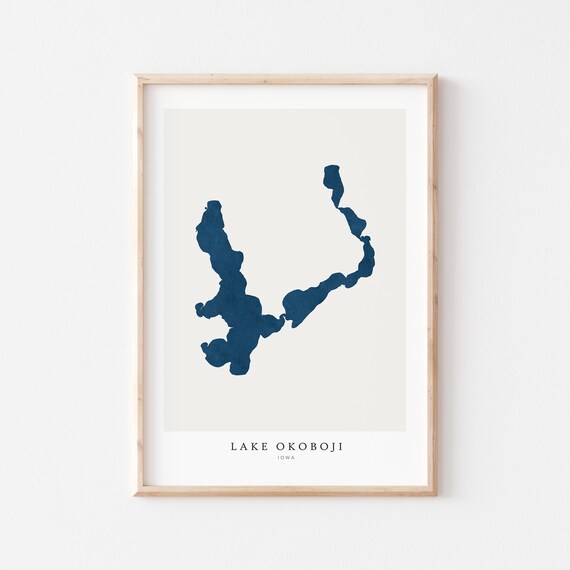 Lake Okoboji Print Poster Art Wall Map House Gift Iowa