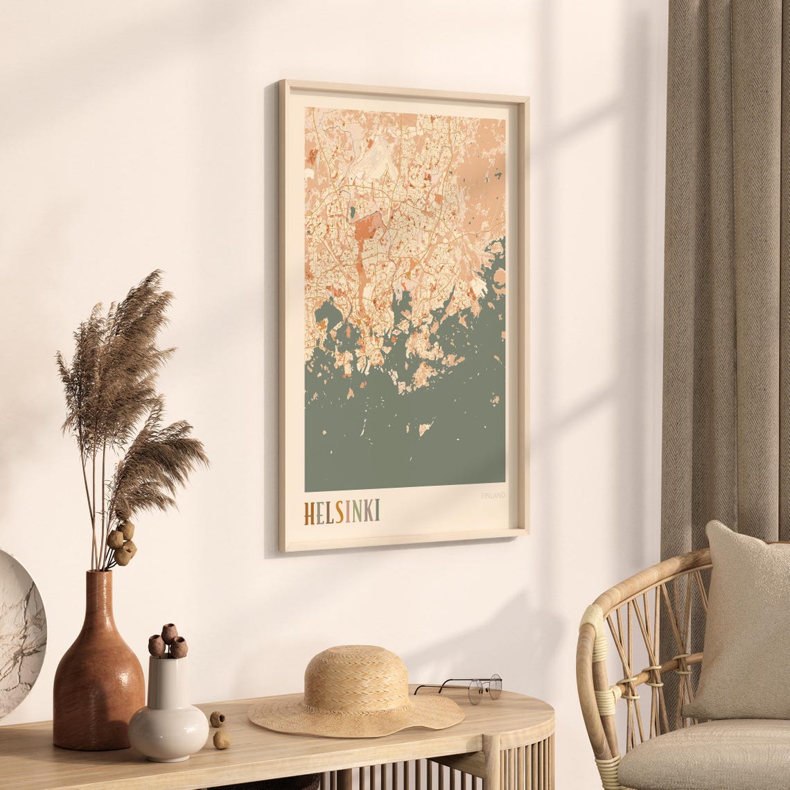 Helsinki Finland Scandinavian Boho City Map Wall Decor Poster - Image 3