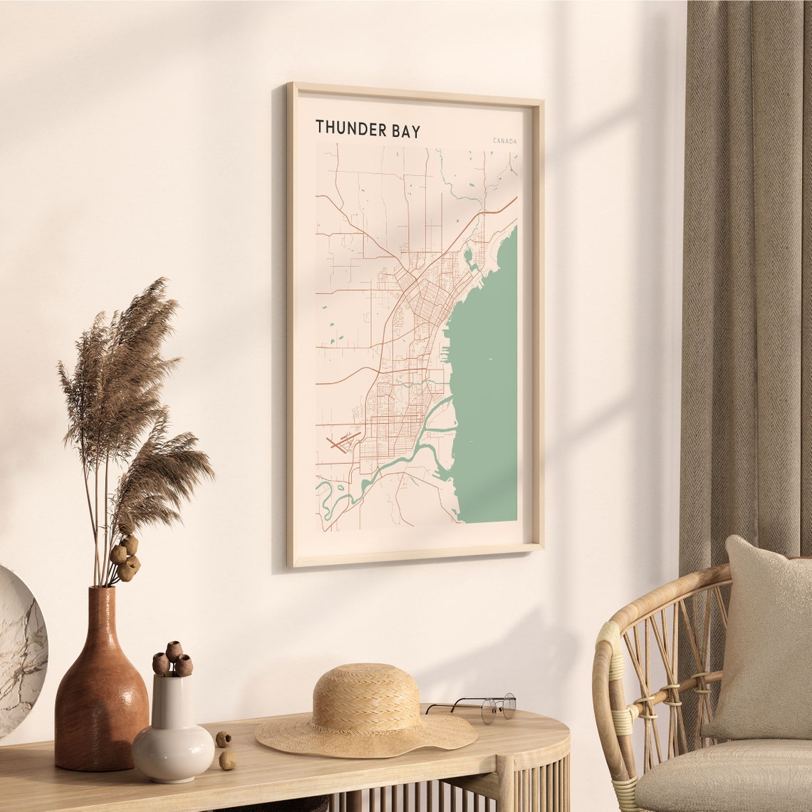 Thunder Bay Ontario Canada Modern Minimalist Lakeside Map Poster - Image 3