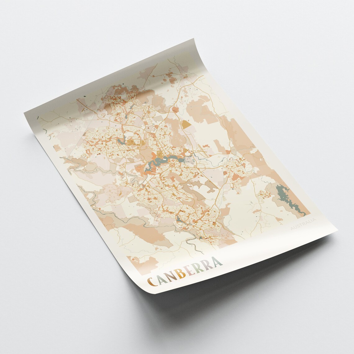 Canberra Australia Retro City Map Poster with Lake Burley Griffin - Image 2