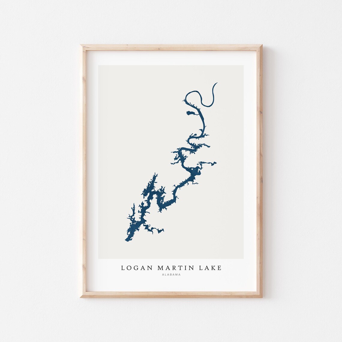 Logan Martin Lake Print Poster Art Wall Map Alabama