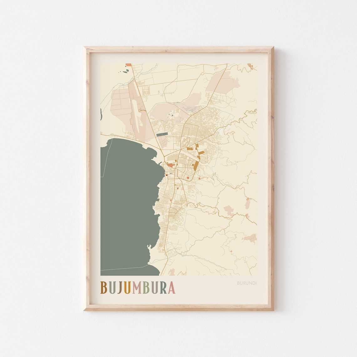 Bujumbura Burundi City Map Boho Travel Gift Home Decor Wall Poster