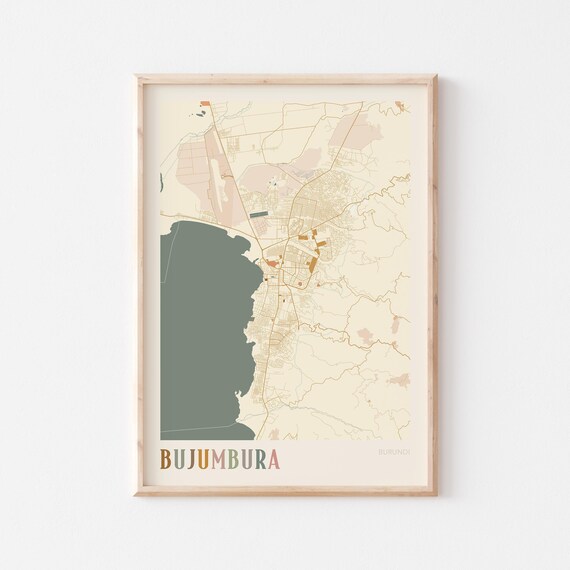 Bujumbura Map Poster Print Wall Art Burundi Travel Gift Boho Decor