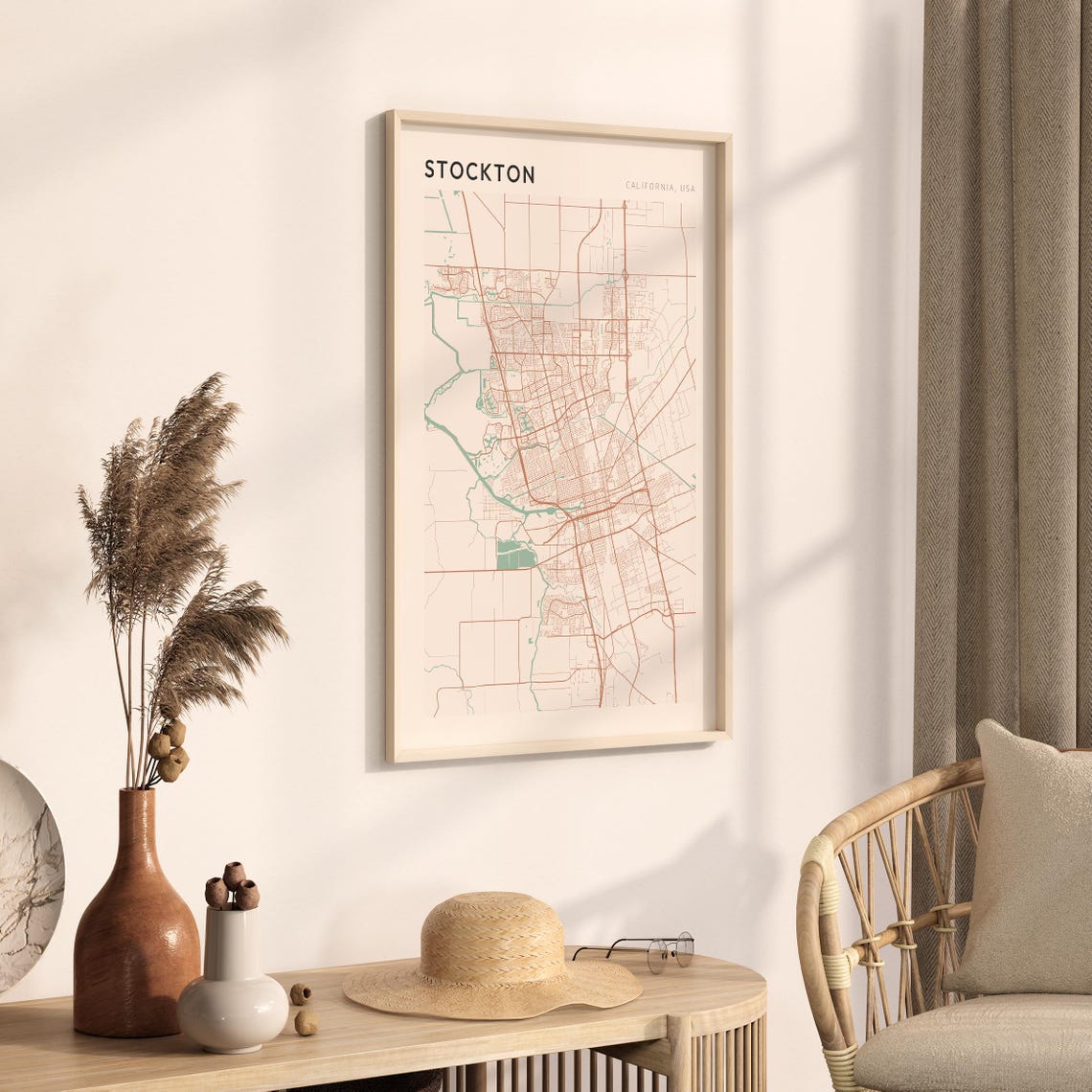 Stockton Map Poster Stockton Print Stockton Poster Stockton Wall Art California Travel Gift Farmhouse Wall Decor Minimalist Decor - Image 3