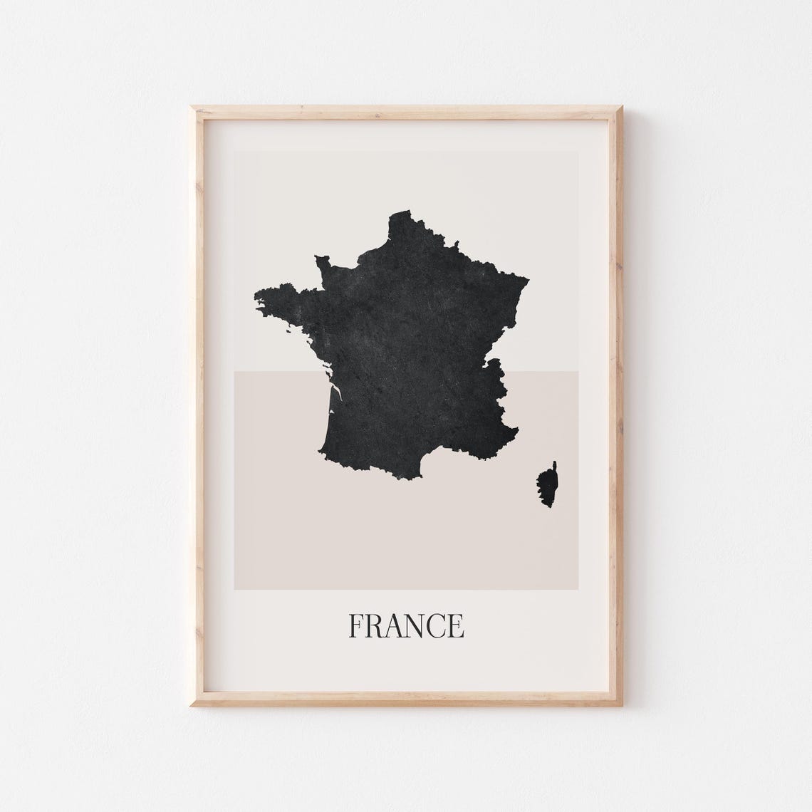 France Country Map Minimalist Black Silhouette Travel Gift Poster