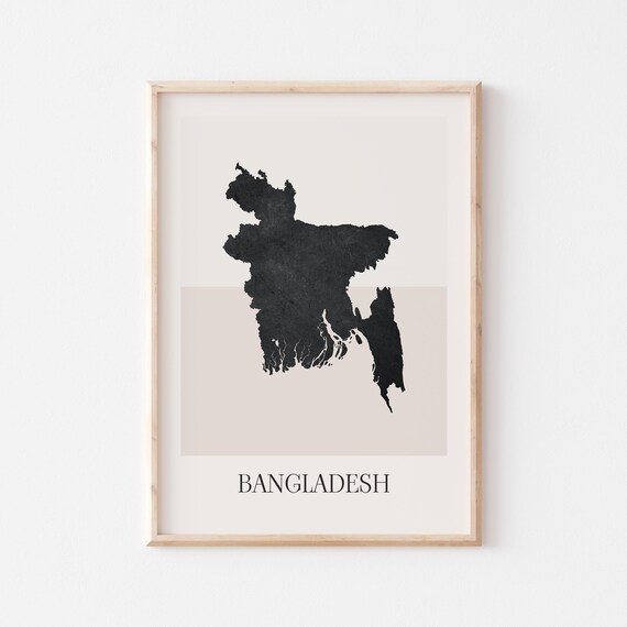 Bangladesh Boho Minimalist Black Country Silhouette Map Art Poster