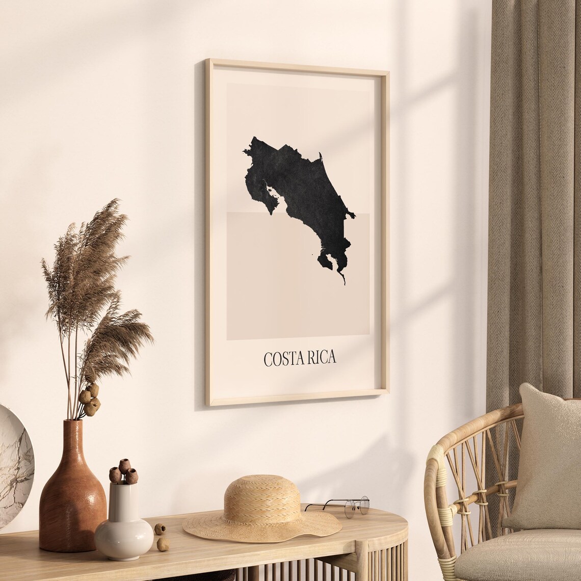 Costa Rica Country Map Silhouette Minimalist Black Art Poster - Image 3