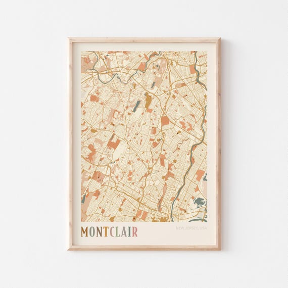 Montclair Map Poster Montclair Print Montclair Poster Montclair Wall Art New Jersey Travel Gift Boho Poster