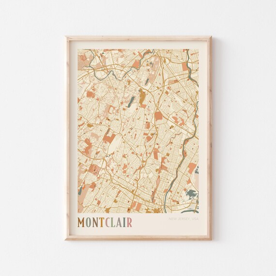 Montclair New Jersey Boho City Street Map Hometown Gift Poster