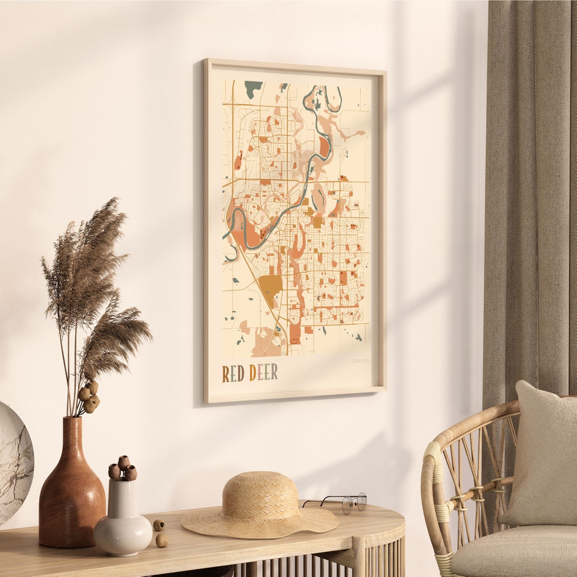 Red Deer Map Poster Red Deer Wall Art Red Deer Poster Red Deer Travel Red Deer Map Print Red Deer Alberta Canada Boho Wall Art - Image 3