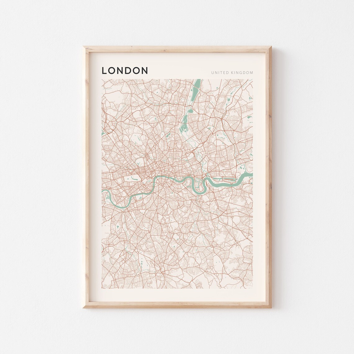 London United Kingdom Minimalist City Street Map Art Poster Home Decor