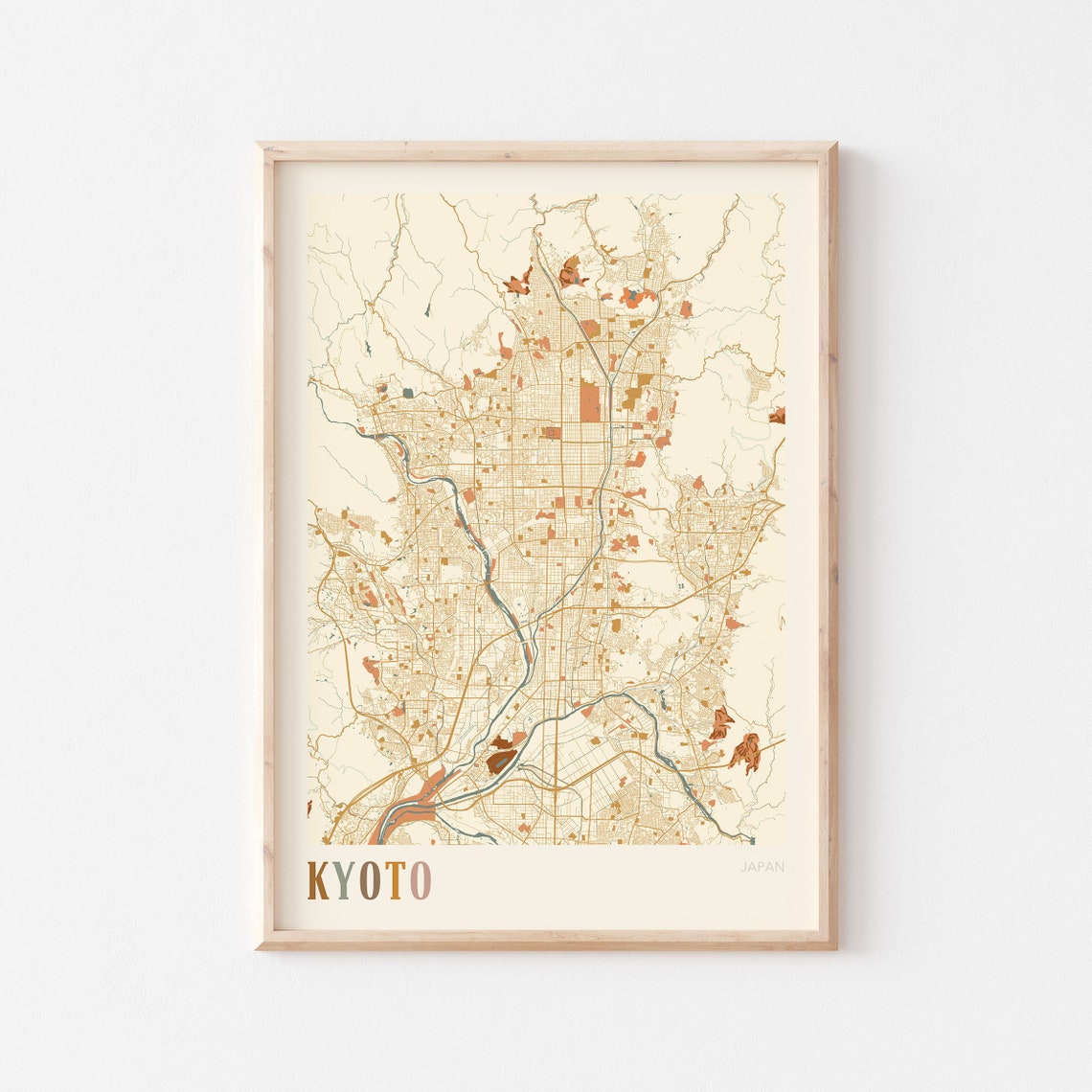 Kyoto Map Poster Kyoto Wall Art Kyoto City Map Map Of Kyoto Kyoto Map Print Kyoto Travel Print Kyoto Japan Boho Wall Art