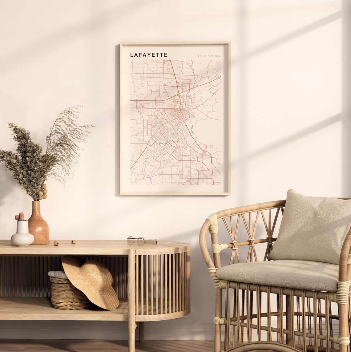 Lafayette Louisiana Modern Minimalist City Street Map Art Poster - Image 2