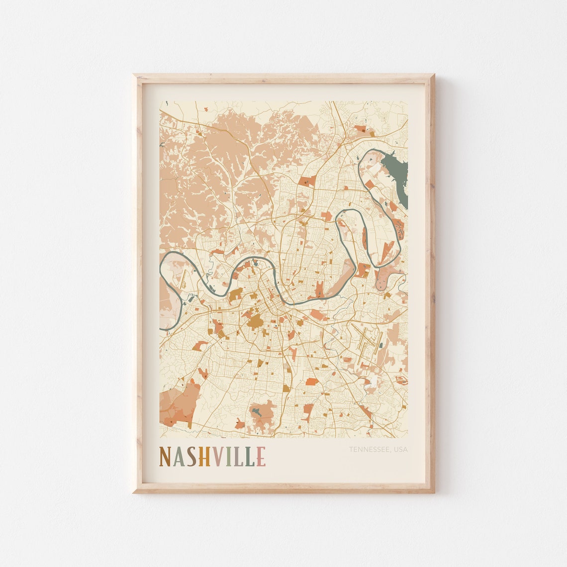 Nashville Map Poster Nashville Wall Art Nashville City Map Nashville Print Nashville Poster Nashville Tennessee Boho Wall Art