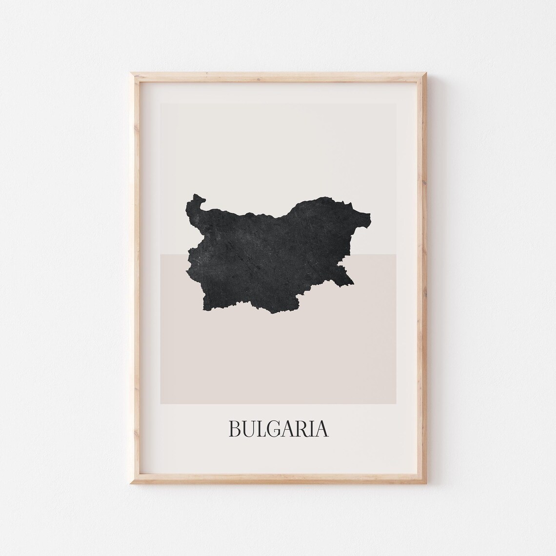 Bulgaria Boho Minimalist Black Country Silhouette Map Art Poster