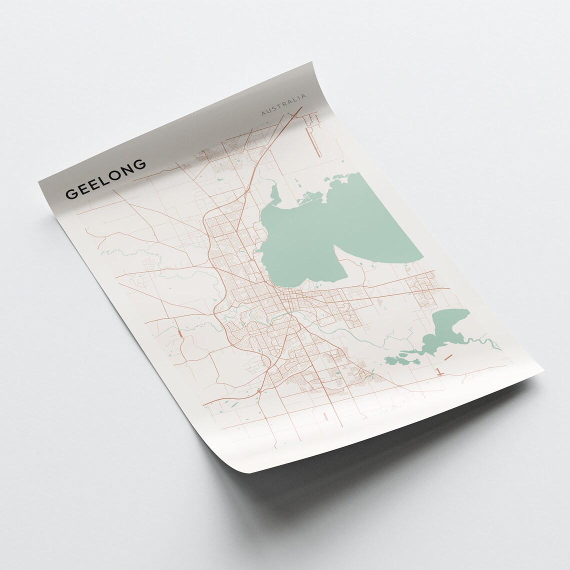 Geelong Victoria Australia Modern Minimalist Coastal Map Poster - Image 2