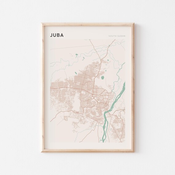 Juba Map Poster Print Wall Art South Sudan Africa Travel Gift Minimalist