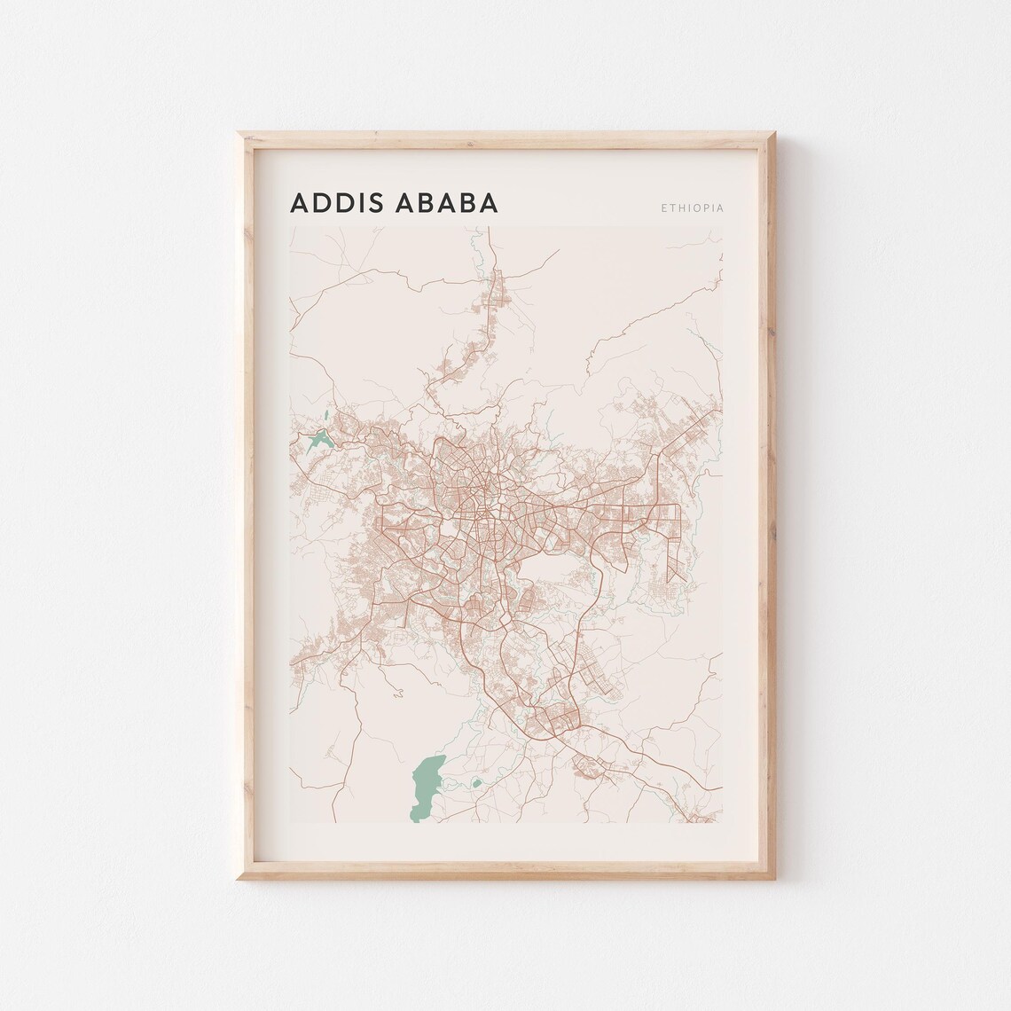 Addis Ababa Map Poster Print Wall Art Ethiopia Travel Gift Minimalist