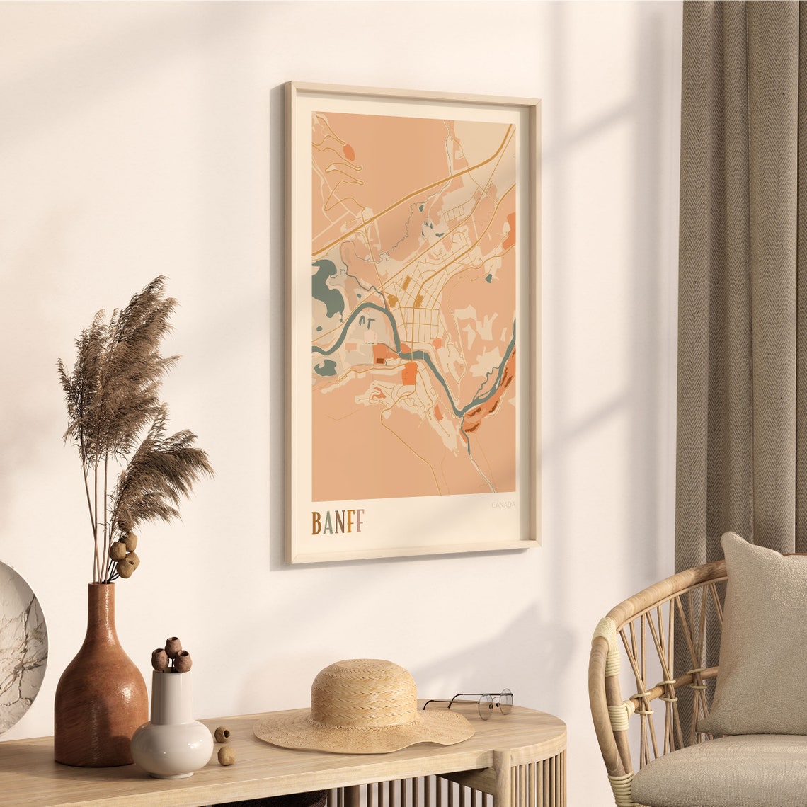 Banff Canada Warm Terracotta Minimalist City Map Poster Decor - Image 3