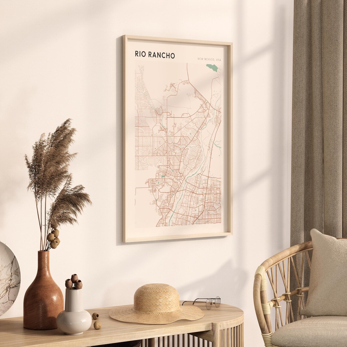 Rio Rancho New Mexico USA Modern Beige Minimal City Street Map Poster - Image 3