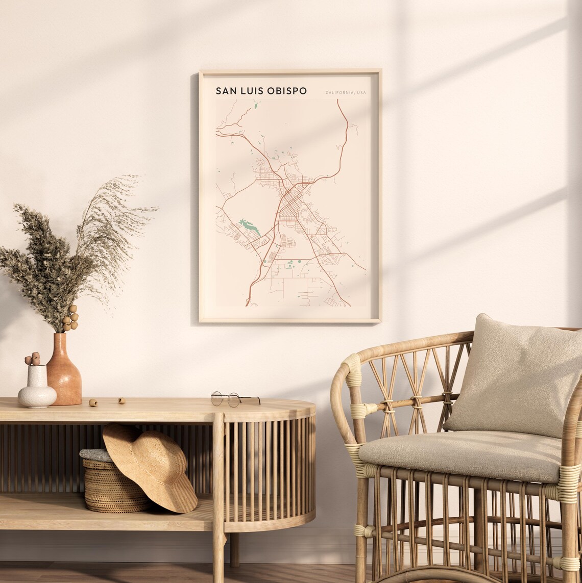 San Luis Obispo California Minimalist City Street Map Poster - Image 2
