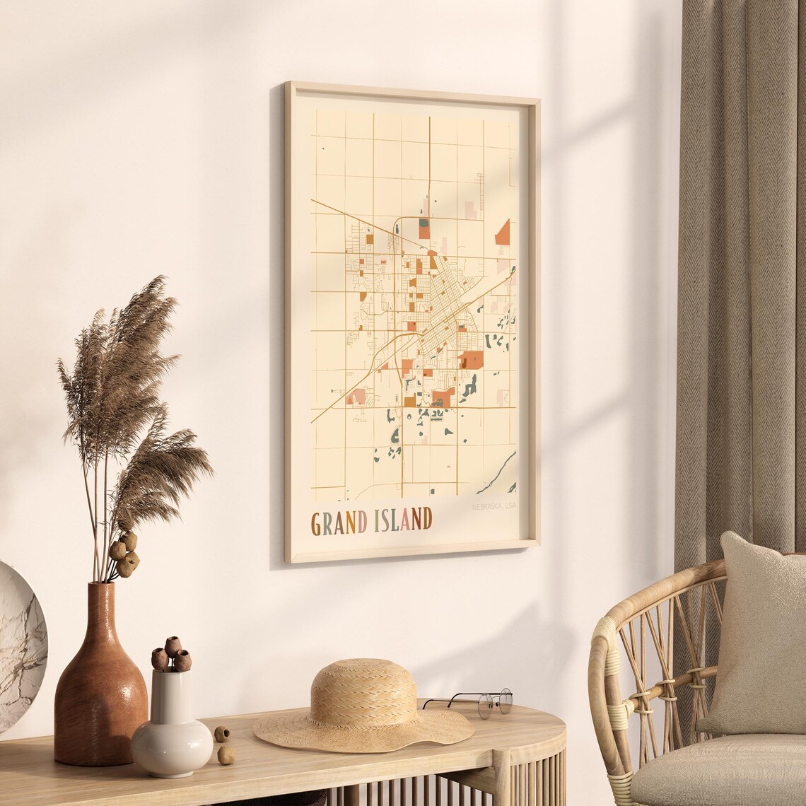 Grand Island Nebraska Street Map Poster with Colorful Multicolor Typography - Image 3