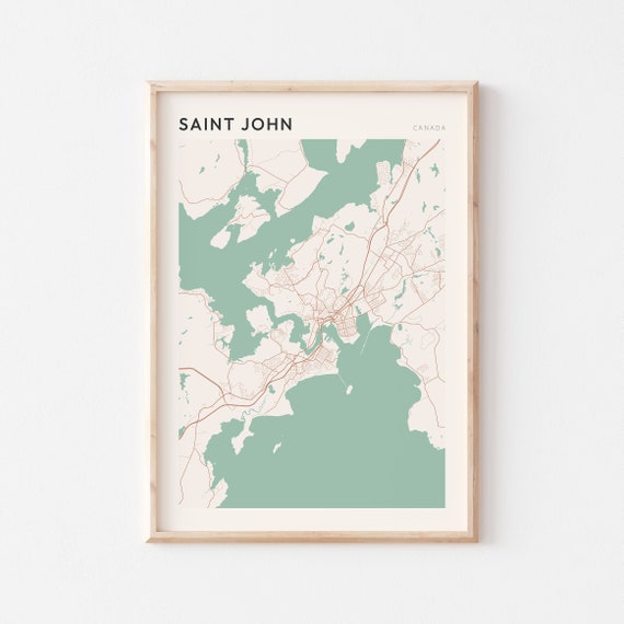 Saint John Map Poster, Saint John Canada Travel Poster