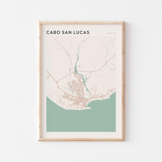 Cabo San Lucas Map Poster Print Wall Art Mexico Travel Gift Farmhouse Decor
