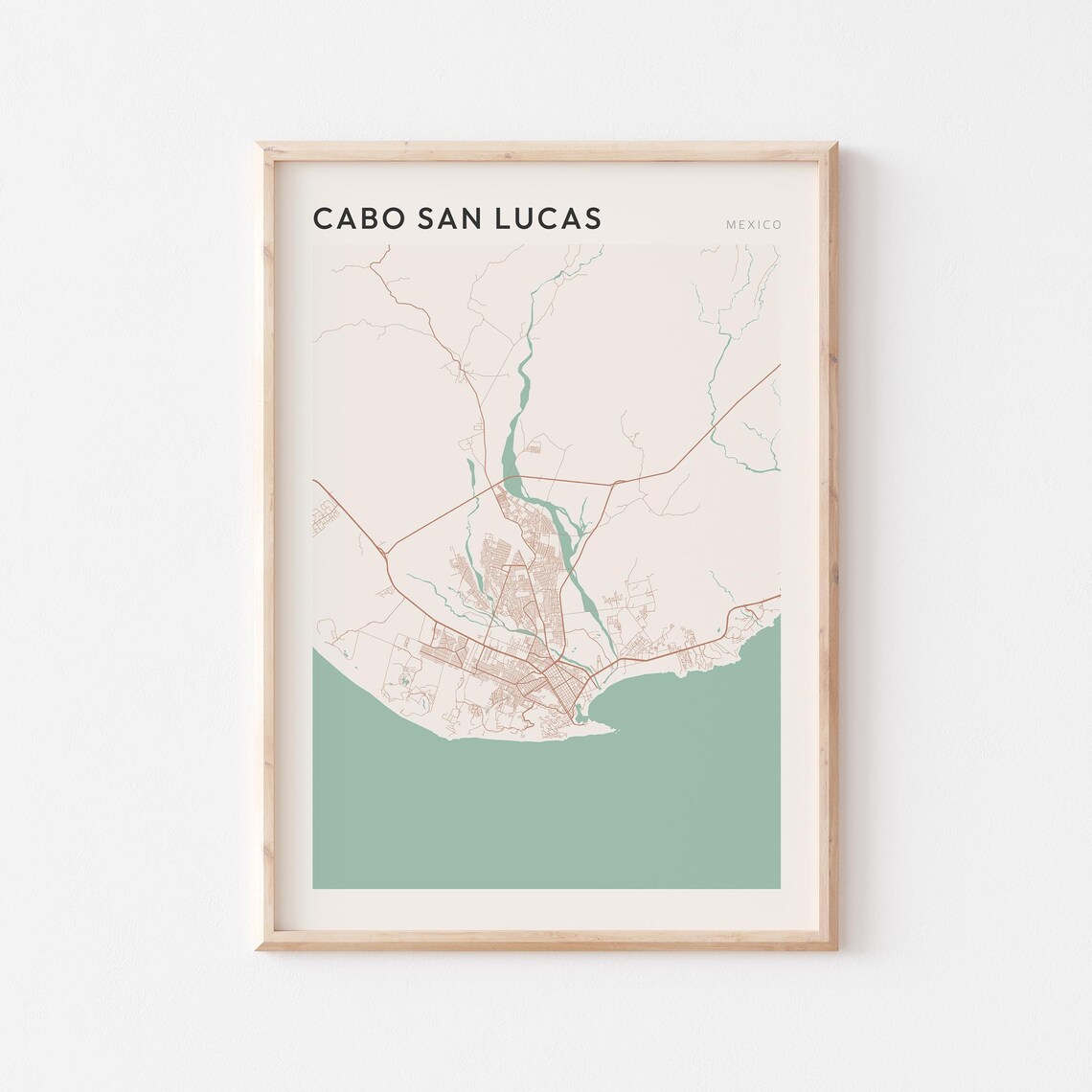 Cabo San Lucas Map Poster Print Wall Art Mexico Travel Gift Farmhouse Decor